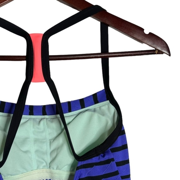 Nike Purple Black Stripes Racerback Tank Top Built in Shelf Bra Padded 6 - Picture 11 of 16